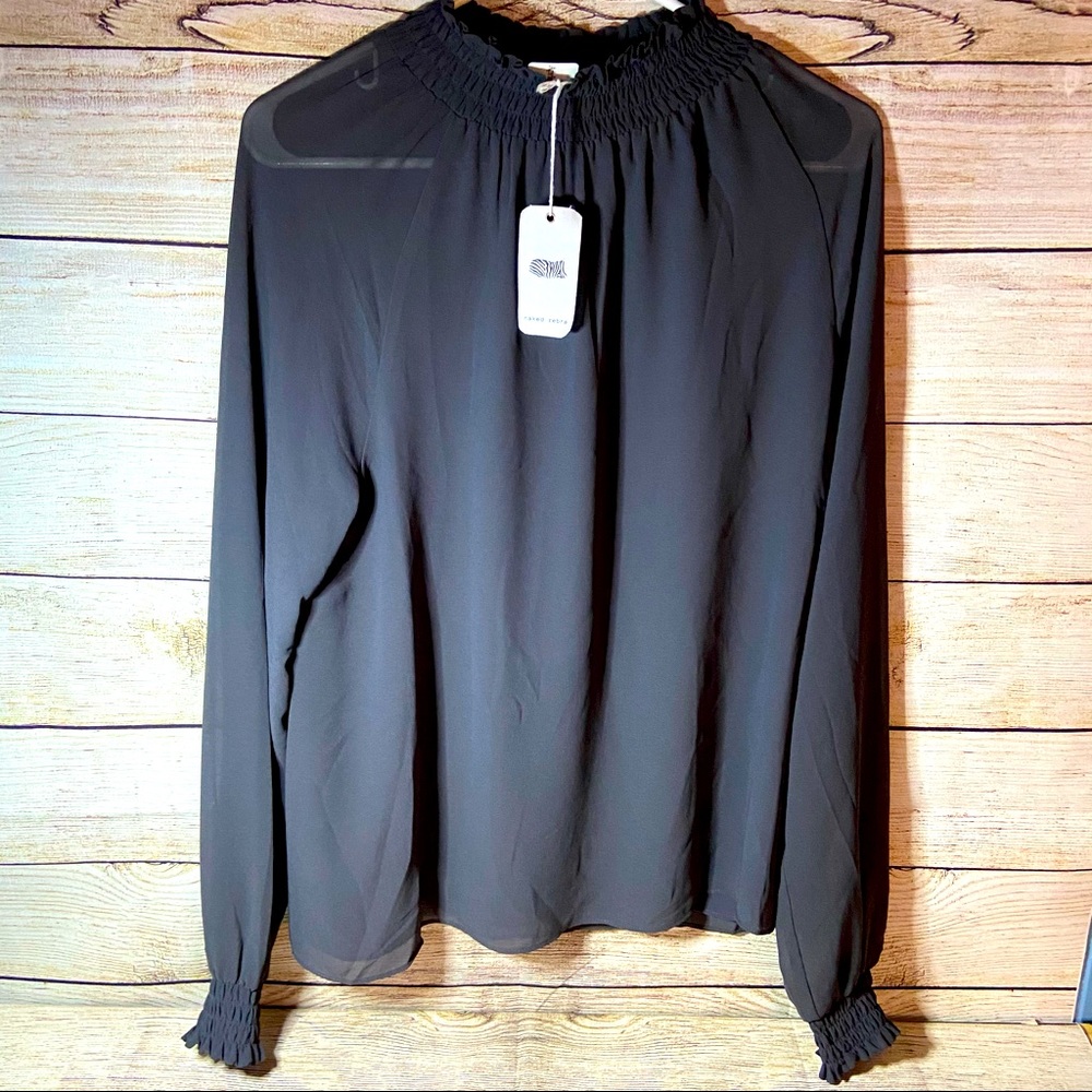 Naked Zebra long sleeve blouse size L NWT